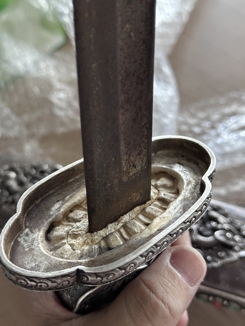 古玩銅器玉把銀刀真品鑒賞圖