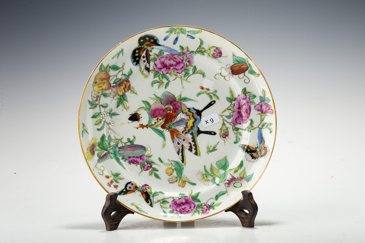 古玩陶瓷清晚·廣彩花蝶紋盤真品鑒賞圖