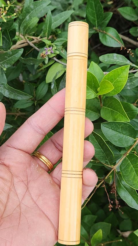 古玩雜項猛犸牙筆桿或香筒真品鑒賞圖
