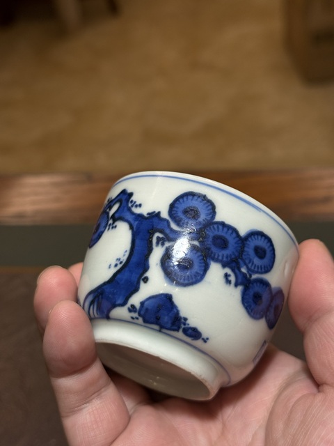 古玩陶瓷日本江戶青花杯真品鑒賞圖