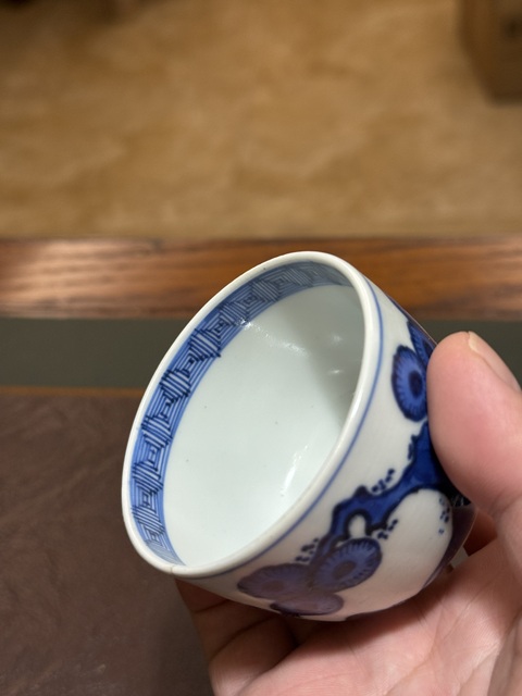 古玩陶瓷日本江戶青花杯真品鑒賞圖