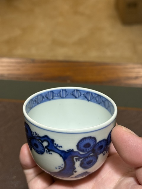 古玩陶瓷日本江戶青花杯真品鑒賞圖
