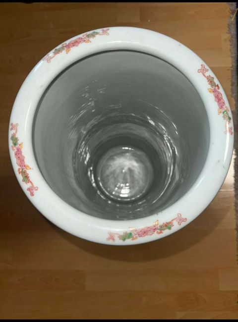 古玩陶瓷花間壽字紋卷筒真品鑒賞圖