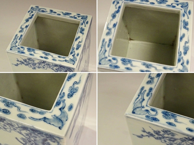 古玩陶瓷四方筆筒真品鑒賞圖