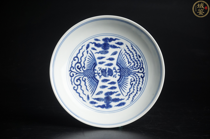 古玩陶瓷鸞鳳和鳴青花盤真品鑒賞圖