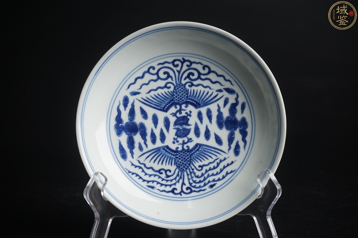 古玩陶瓷鸞鳳和鳴青花盤真品鑒賞圖