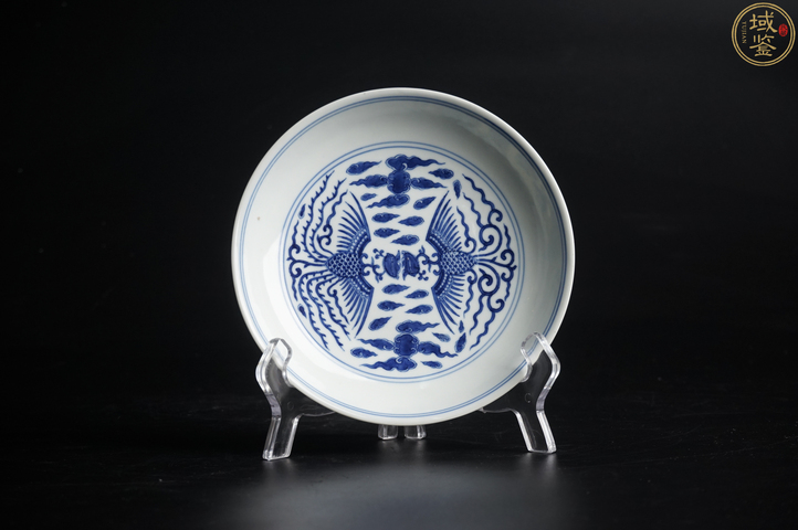 古玩陶瓷鸞鳳和鳴青花盤真品鑒賞圖