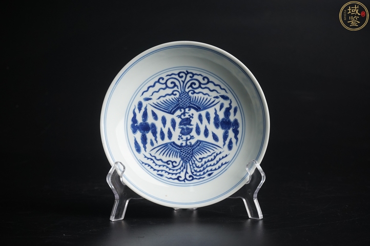 古玩陶瓷鸞鳳和鳴青花盤真品鑒賞圖