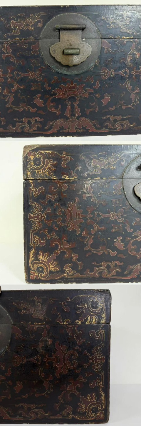 古玩雜項彩繪漆箱真品鑒賞圖