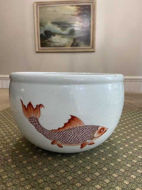 古玩陶瓷清康熙魚紋缸真品鑒賞圖
