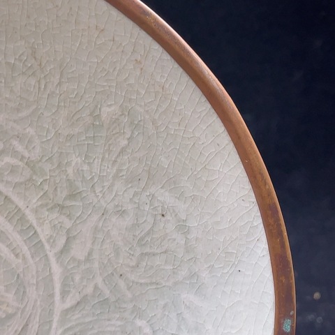 古玩陶瓷青白釉雙鳳紋盤真品鑒賞圖