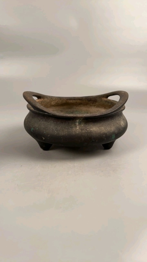 古玩銅器銅橋耳爐真品鑒賞圖