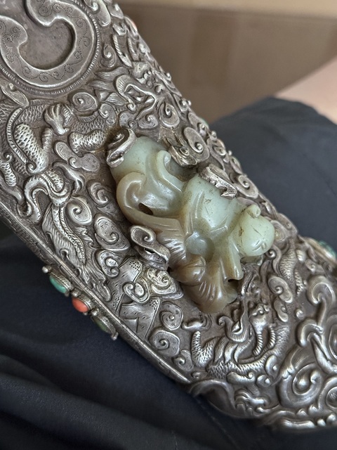 古玩銅器玉把銀刀真品鑒賞圖