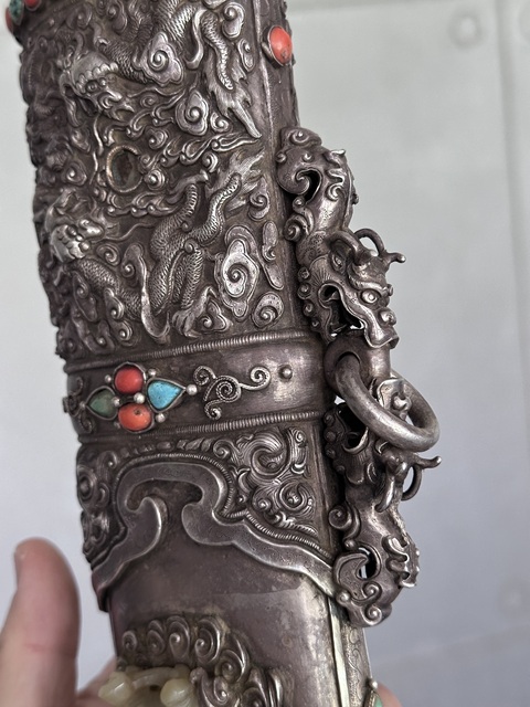 古玩銅器玉把銀刀真品鑒賞圖