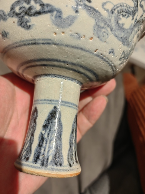 古玩陶瓷龍紋青花高足杯真品鑒賞圖