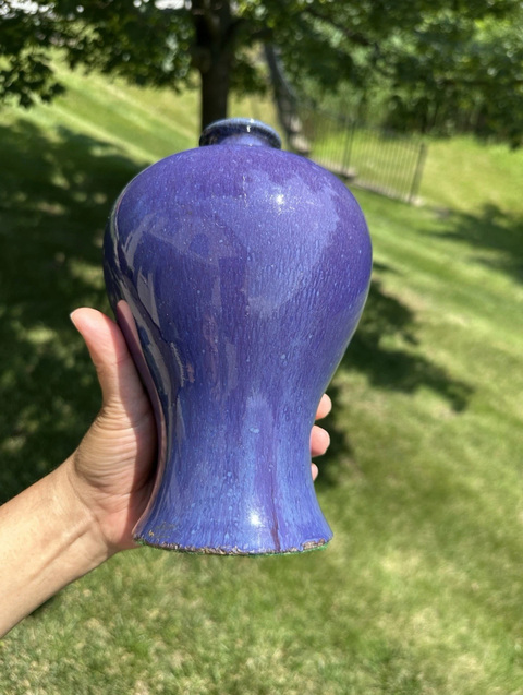 古玩陶瓷窯變紫梅瓶真品鑒賞圖