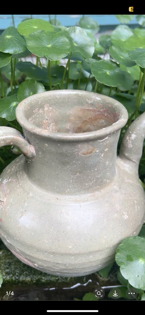 古玩陶瓷越窯系青瓷執壺真品鑒賞圖