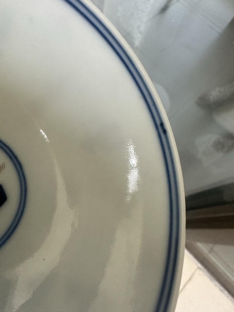 古玩陶瓷青花五彩冷冬紋碗真品鑒賞圖
