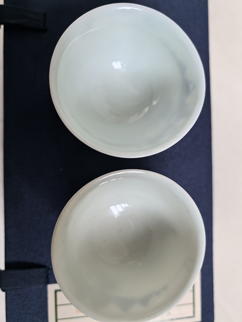 古玩陶瓷青花山水茅屋人物垂釣紋杯真品鑒賞圖