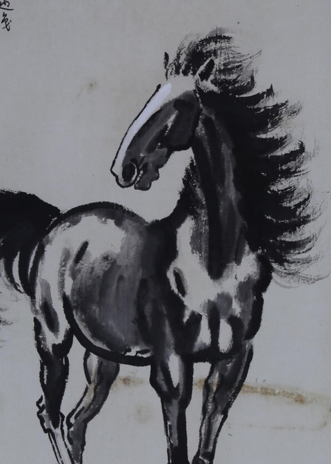 古玩字畫徐悲鴻款立馬圖真品鑒賞圖