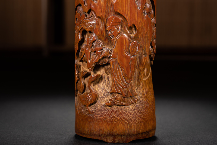 古玩雜項竹雕筆筒真品鑒賞圖