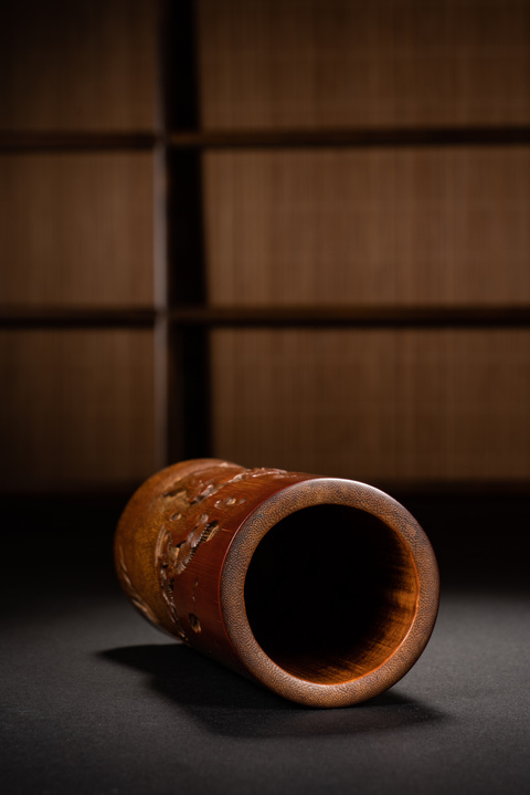 古玩雜項竹雕筆筒真品鑒賞圖