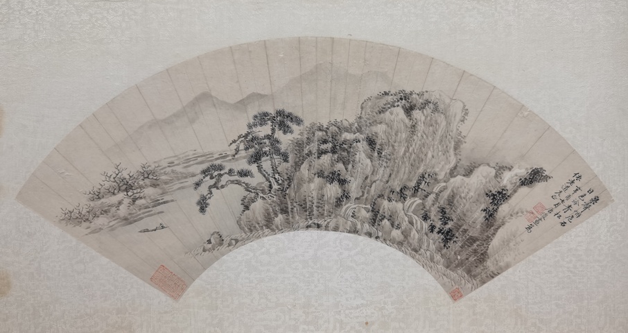 古玩字畫唐俊款山水鏡片真品鑒賞圖