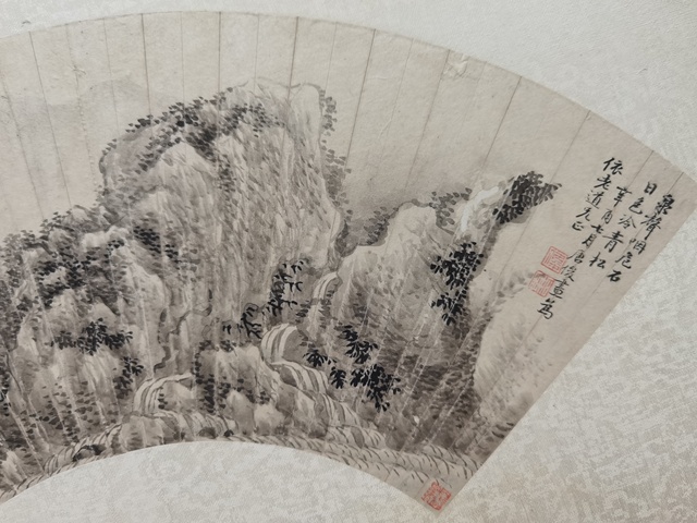 古玩字畫唐俊款山水鏡片真品鑒賞圖