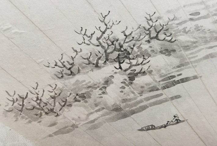 古玩字畫唐俊款山水鏡片真品鑒賞圖