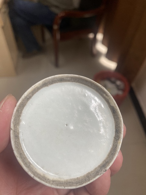 古玩陶瓷道光淡描青花水盂真品鑒賞圖