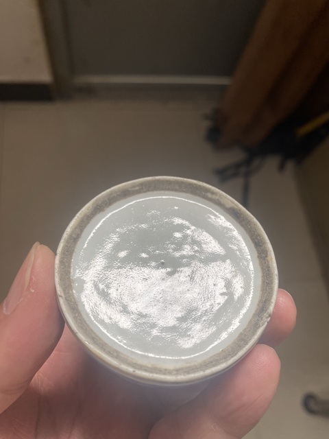 古玩陶瓷道光淡描青花水盂真品鑒賞圖