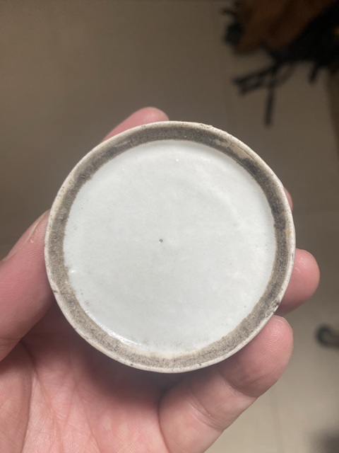 古玩陶瓷道光淡描青花水盂真品鑒賞圖
