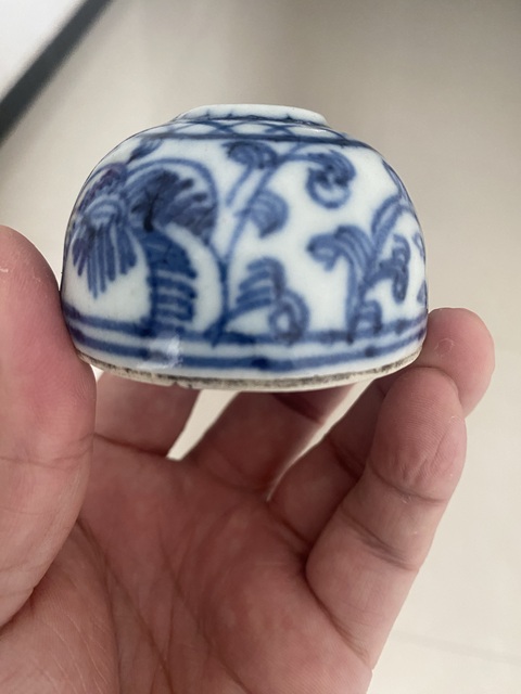 古玩陶瓷道光淡描青花水盂真品鑒賞圖
