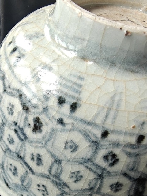 古玩陶瓷青花龜背金剛十字杵紋碗真品鑒賞圖