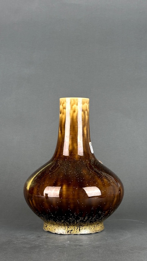 古玩陶瓷清光緒 茶葉末釉荸薺瓶真品鑒賞圖