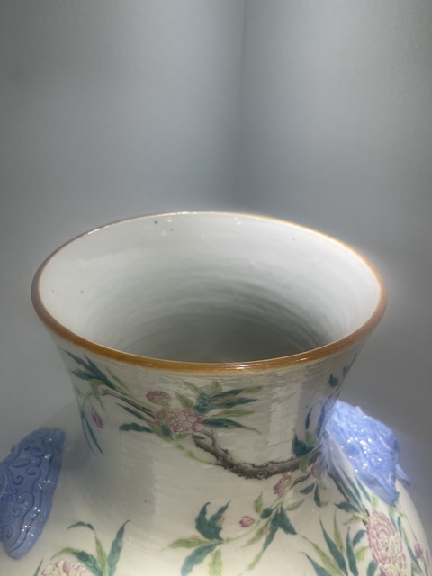 古玩陶瓷清光緒 粉彩壽桃紋雙耳尊真品鑒賞圖