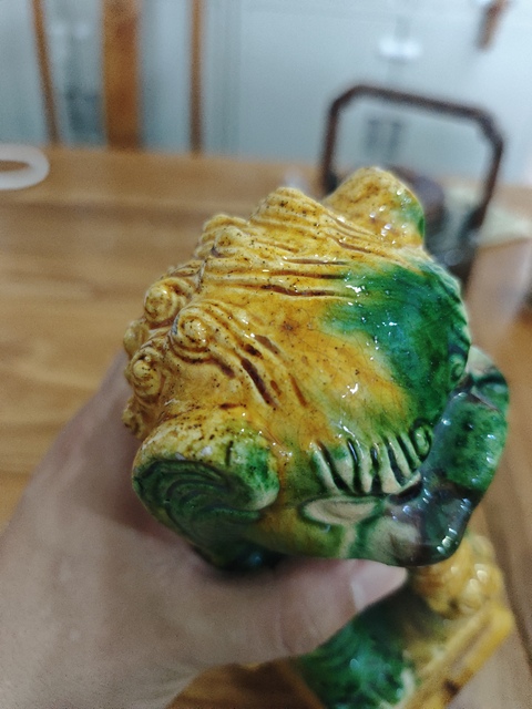 古玩陶瓷三彩獅子塑像拍賣,當前價格888元