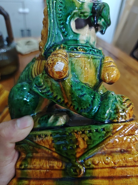 古玩陶瓷三彩獅子塑像拍賣,當前價格888元
