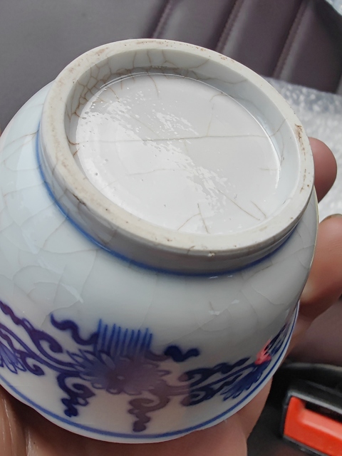 古玩陶瓷清晚期 青花折枝花卉紋杯真品鑒賞圖