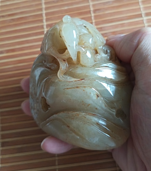 古玩玉器天然岫玉雕件真品鑒賞圖