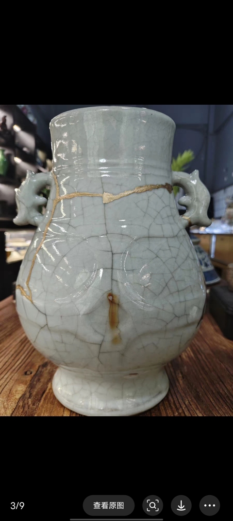 古玩陶瓷清中雙耳瓶真品鑒賞圖