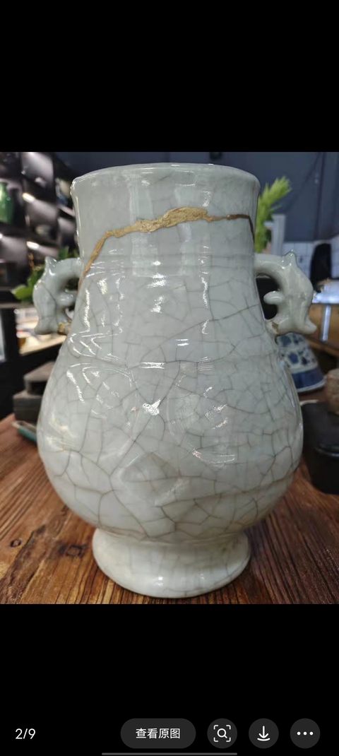 古玩陶瓷清中雙耳瓶真品鑒賞圖