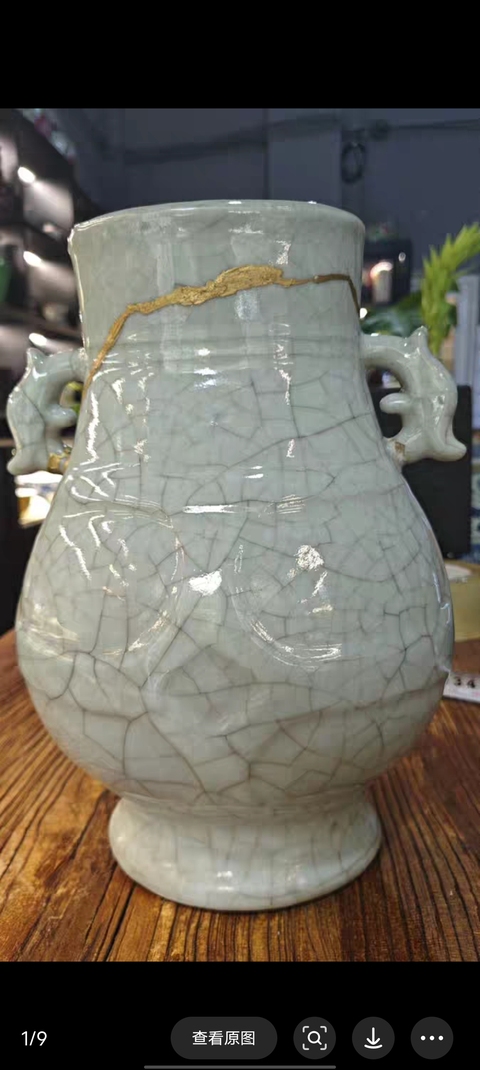 古玩陶瓷清中雙耳瓶真品鑒賞圖