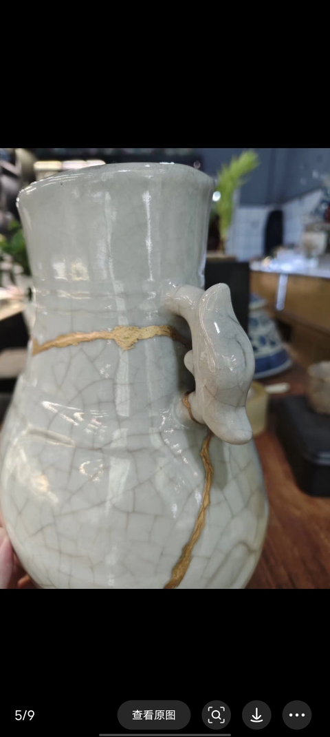 古玩陶瓷清中雙耳瓶真品鑒賞圖