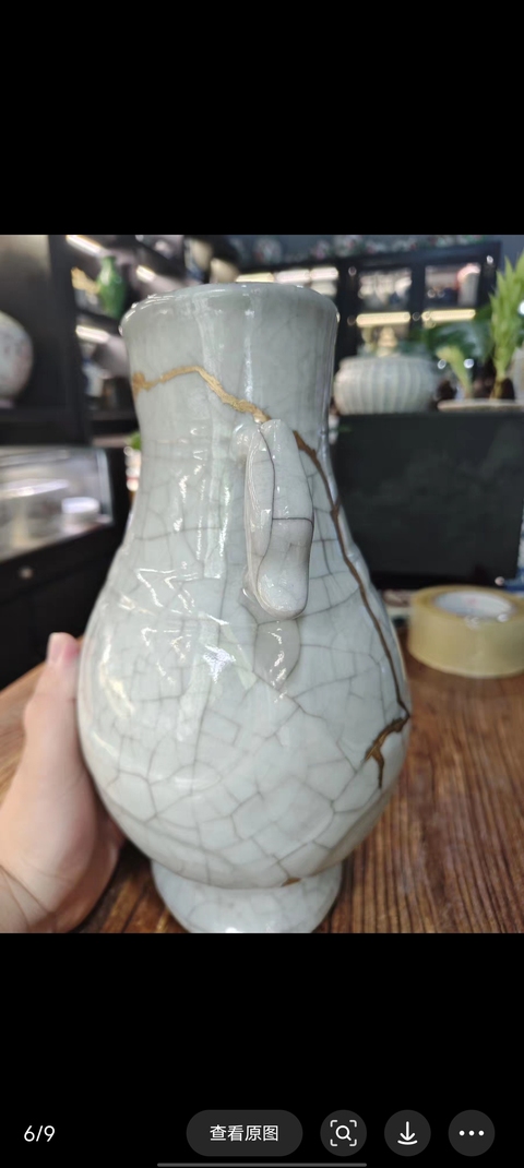 古玩陶瓷清中雙耳瓶真品鑒賞圖