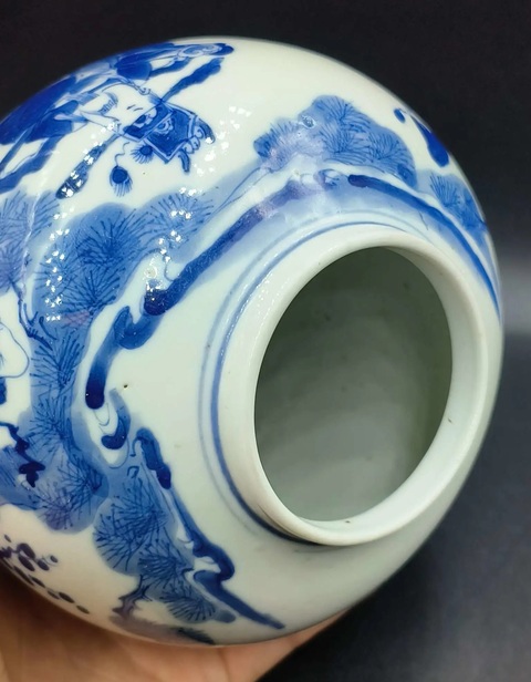 古玩陶瓷(保真卡)清晚·青花福祿壽三星人物紋罐拍賣,當前價格5888元