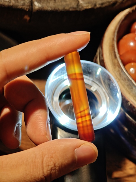 古玩玉器瑪瑙管珠真品鑒賞圖