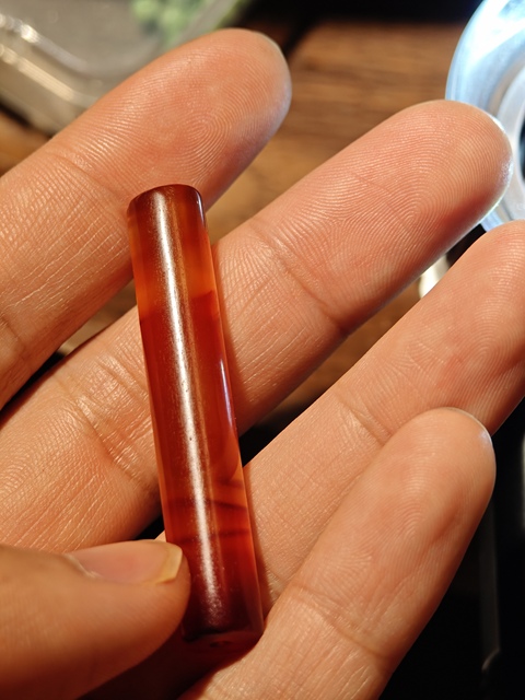 古玩玉器瑪瑙管珠真品鑒賞圖