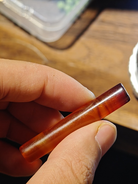 古玩玉器瑪瑙管珠真品鑒賞圖
