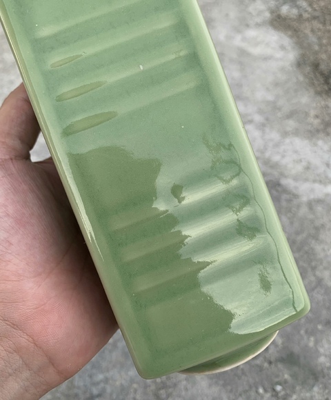 古玩陶瓷豆青釉八卦紋琮式瓶真品鑒賞圖